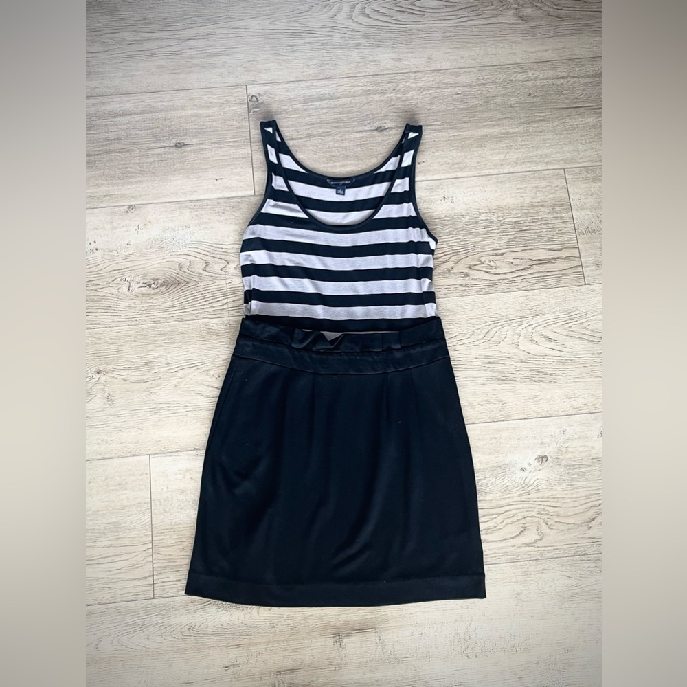 Banana Republic Striped Tank & Black Skirt Dress – Size 2